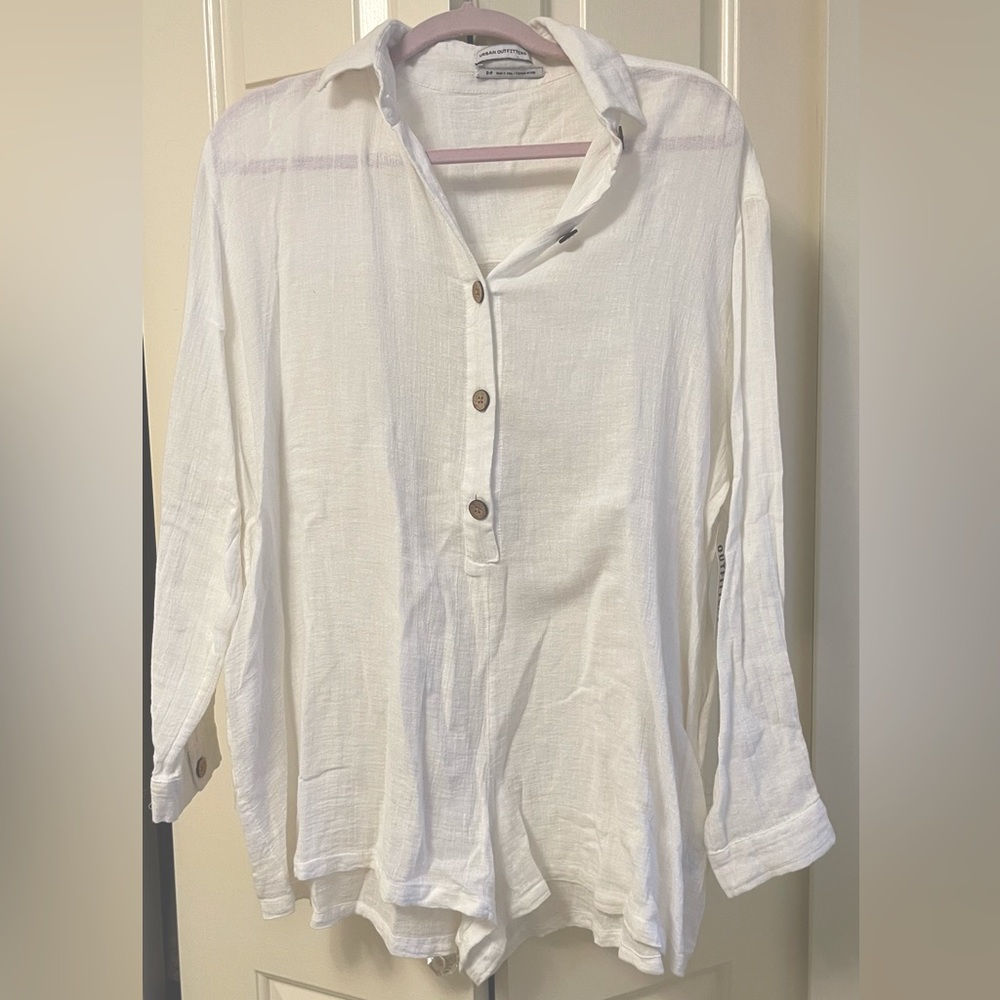 NWT Urban Outfitters romper jumpsuit linen cotton white